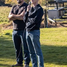 Nathan Scott and Charlie Burns at the pontoon opening